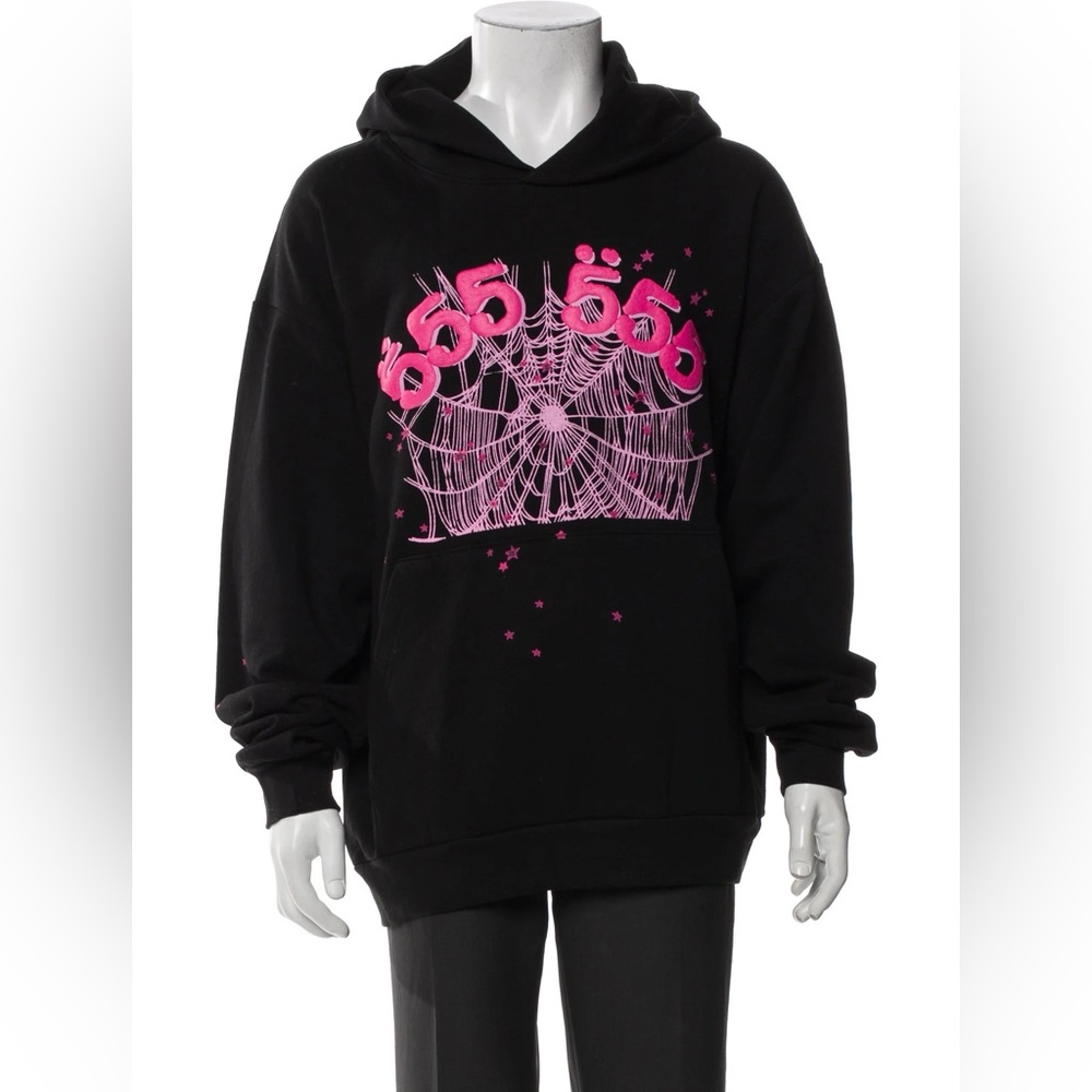 Sp5der Angel Number Hoodie pink/black
